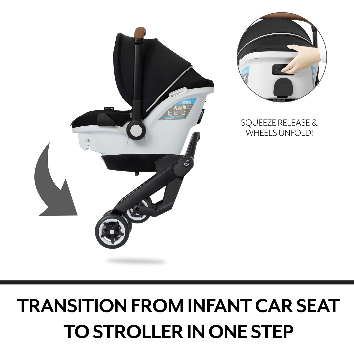 Evenflo - Gold Shyft DualRide with Carryall Storage Infant Car Seat and Stroller Combo - Onyx Black